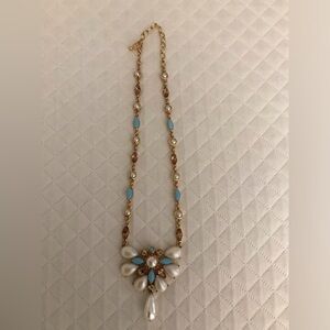 Elegant Gold and Blue Statement Necklace